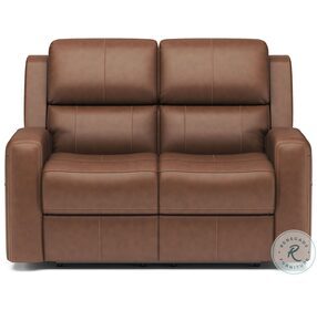 Linden Brown Leather Power Reclining Loveseat With Power Headrest And Lumbar