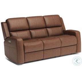 Linden Brown Leather Power Reclining Living Room Set With Power Headrest And Lumbar