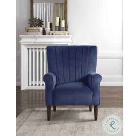 Urielle Navy Blue Velvet Accent Chair