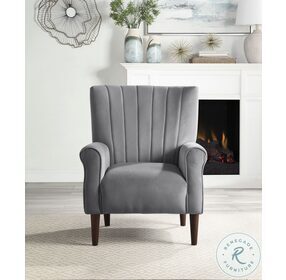 Urielle Dark Gray Velvet Accent Chair