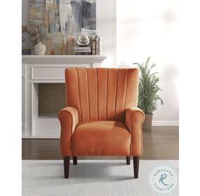 Urielle Orange Velvet Accent Chair