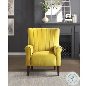 Urielle Yellow Velvet Accent Chair