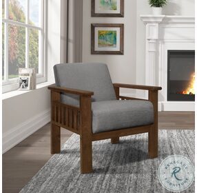 Helena Gray And Walnut Accent Chair with Storage Arms