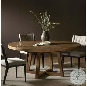 Eberwin Rustic Natural Round Extendable Dining Table