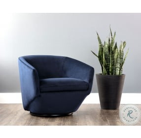 Treviso Metropolis Blue Swivel Lounge Chair