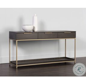 Rebel Charcoal Grey And Gold Console Table With Drawers