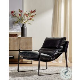 Emmett Dakota Black Sling Leather Chair