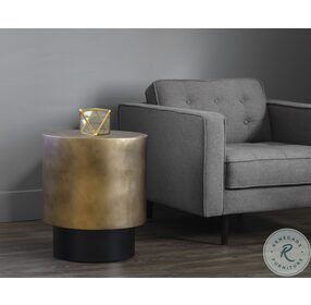 Bernaby Antique Brass and Black End Table