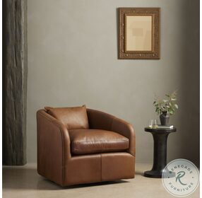 Topanga Heirloom Sienna Leather Swivel Chair