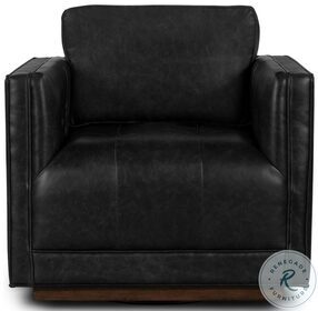 Kiera Sonoma Black Leather Swivel Chair