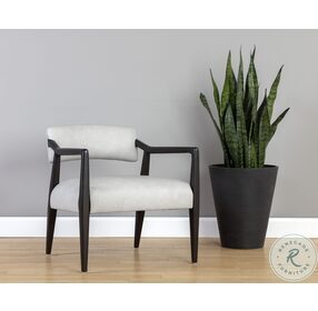Keagan Saloon Light Grey Leather Lounge Chair