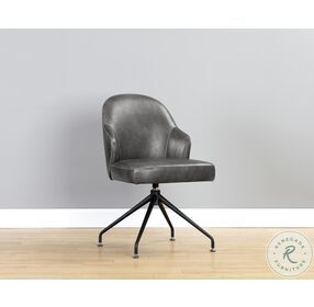 Bretta Overcast Grey Faux Leather Swivel Dining Chair