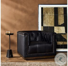 Maxx Heirloom Black Leather Swivel Chair