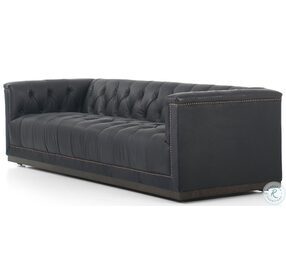 Maxx Heirloom Black Leather 95" Sofa