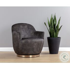 Casey Nono Shitake Fabric Swivel Lounge Chair