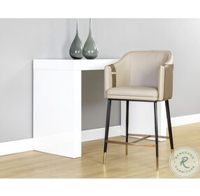 Carter Napa Beige And Tan Faux Leather Counter Height Stool