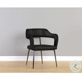 Kenny Bravo Black Faux Leather Dining Armchair