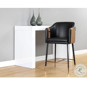 Carter Napa Black And Cognac Faux Leather Counter Height Stool