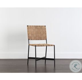 Omari Light Tan Leather Dining Chair Set of 2