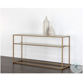 Mercury Clear And Antique Brass Console Table