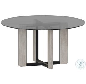 Rejane Black And Taupe with Smoke Gray 59" Round Glass Dining Table