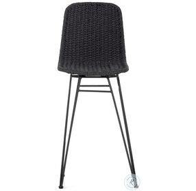 Dema Charcoal Iron and Thick Dark Grey Rope Outdoor Swivel Bar Stool