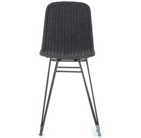 Dema Charcoal Iron and Thick Dark Grey Rope Outdoor Swivel Counter Height Stool