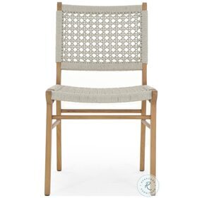 Delmar Natural Teak and Ivory Rope Outdoor Dining Chair