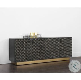 Hive Black And Brass Large Sideboard