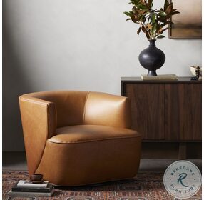 Mila Osorno Camel Leather Swivel Chair