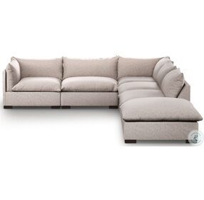 Westwood Bayside Pebble 5 Piece LAF Sectional with Ottoman