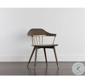 Demi Dark Brown And Antique Brass Dining Chair