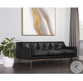 Benton Behike Ebony Leather Sofa