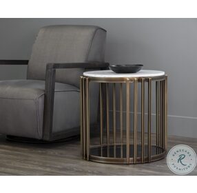 Naxos White And Rustic Bronze End Table