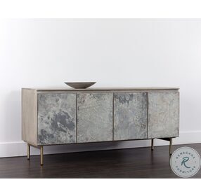 Mirabelli Gray And Brass Stainless Steel Sideboard