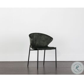 Eric Nono Dark Green Fabric Dining Chair Set of 2