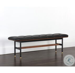 Staten Black Faux Leather Bench