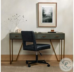Shagreen Grey And Antique Brass Desk