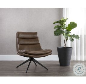 Keller Missouri Mahogany Leather Swivel Lounge Chair