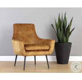 Aletta Nono Tapenade Gold And Black Fabric Lounge Chair