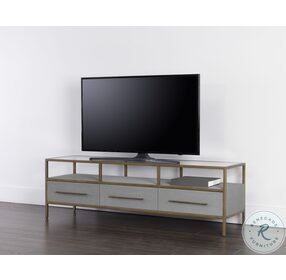 Venice Gray And Antique Brass TV Stand