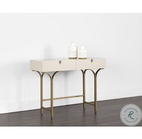 Celine Cream And Antique Brass Console Table