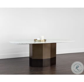 Ainsley White And Antique Brass Bronze 78" Dining Table