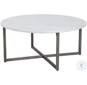 Kiara White Marble And Gunmetal Occasional Table Set