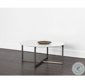 Kiara White Marble And Gunmetal Coffee Table