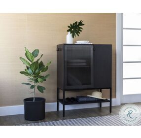 Renzo Black And Matte Black Small Entryway Cabinet