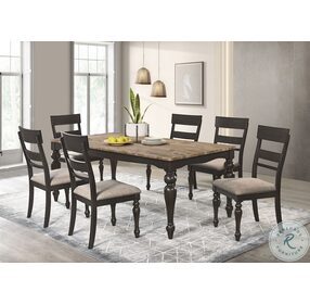 Bridget Brown Brushed And Charcoal Sand Through Rectangular Dining Table