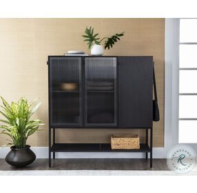 Renzo Black And Matte Black Large Entryway Cabinet