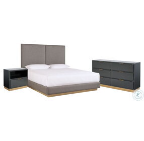 Jenkins Dazzle Gray King Upholstered Panel Bed