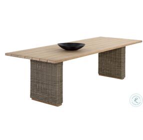 Riviera Natural And Taupe Outdoor Rectangular Dining Room Set